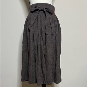 Vintage Chic Brown A-Line Skirt with Ribbon Belt
